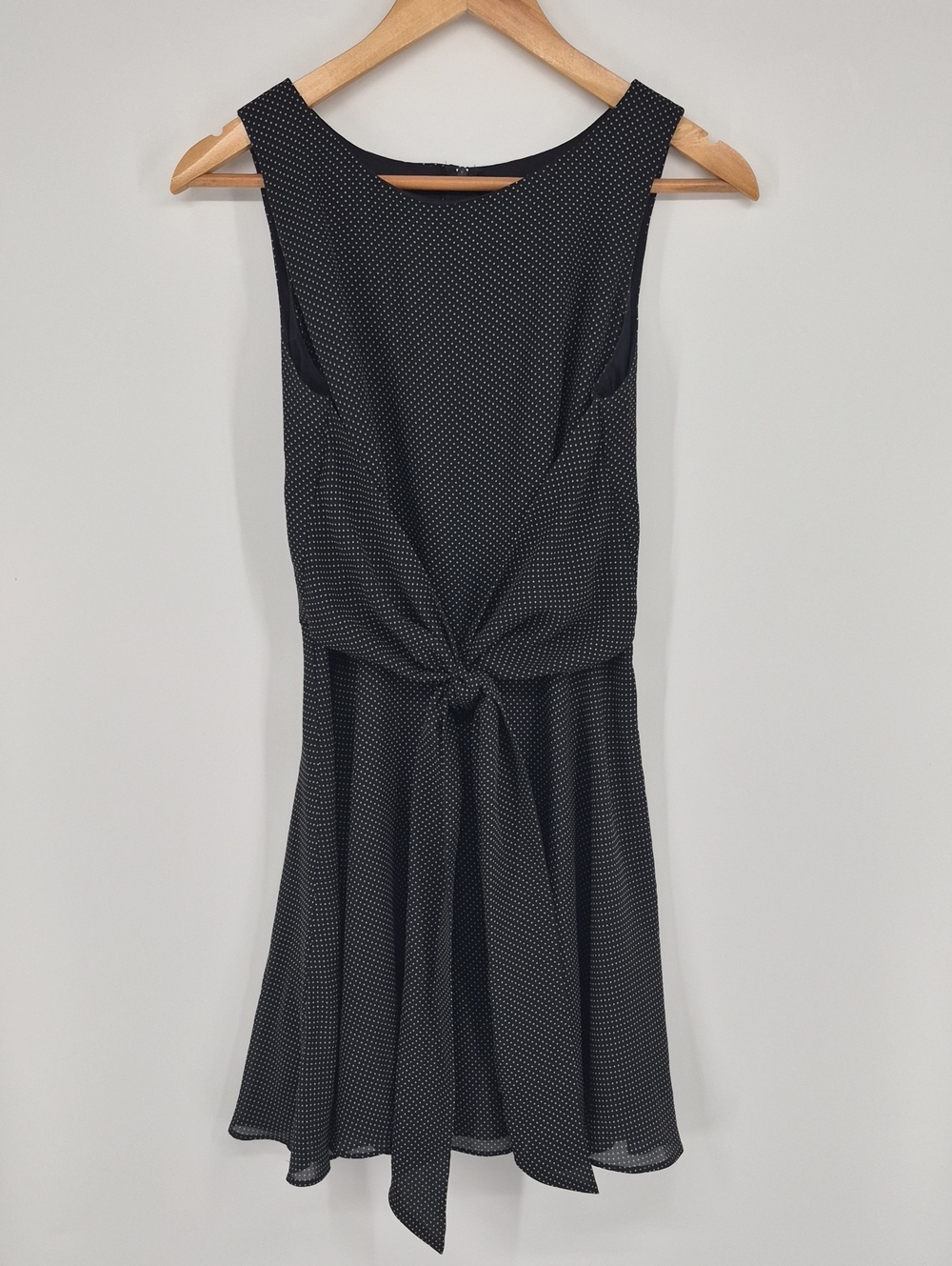 Vintage All That Jazz Sleeveless Dress Size 5/6 Black Polka Dot Lined Front Tie